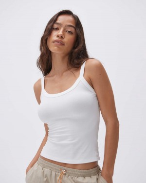 Adanola Rib Riemchen Vest Top Weiß | SN-ADA56448