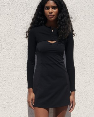 Adanola Rib Ultra Mini Cardigan Schwarz | SN-ADA56470