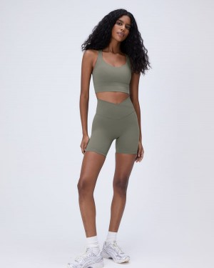 Adanola Ultimate Wrap Over Crop Shorts Olivgrün Grün | SN-ADA56604