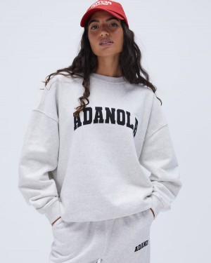 Adanola Varsity Oversized Sweatshirt Hellgrau Schwarz | SN-ADA56515