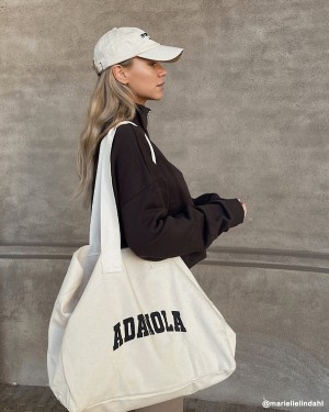 Adanola Varsity Tote Bag Weiß Schwarz | SN-ADA56676