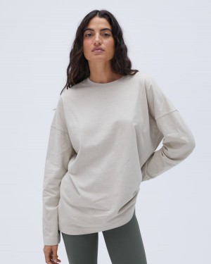 Adanola Washed Long Sleeve Boxy T-shirt Grau | SN-ADA56446