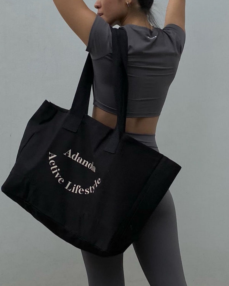 Adanola Active Lifestyle Tote Bag Schwarz Beige | SN-ADA56680