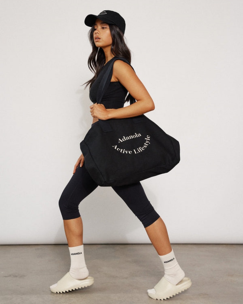 Adanola Active Lifestyle Tote Bag Schwarz Beige | SN-ADA56680
