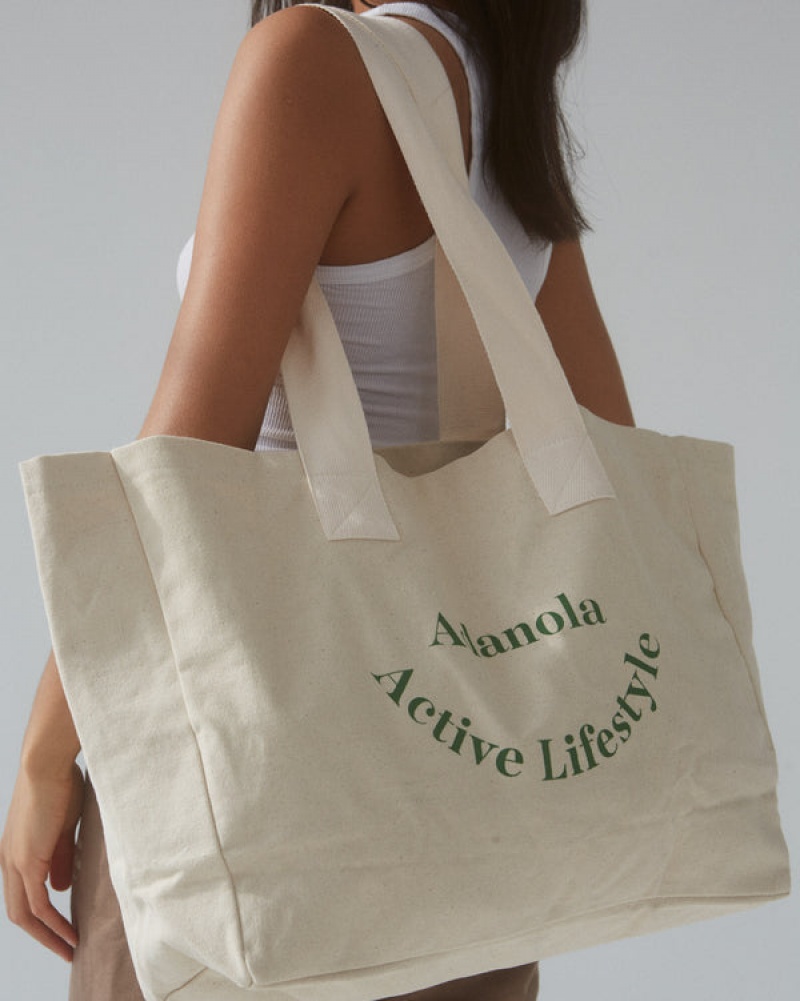 Adanola Active Lifestyle Tote Bag Weiß Grün | SN-ADA56674