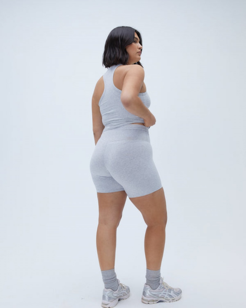 Adanola Baumwoll Crop Shorts Grau | SN-ADA56613