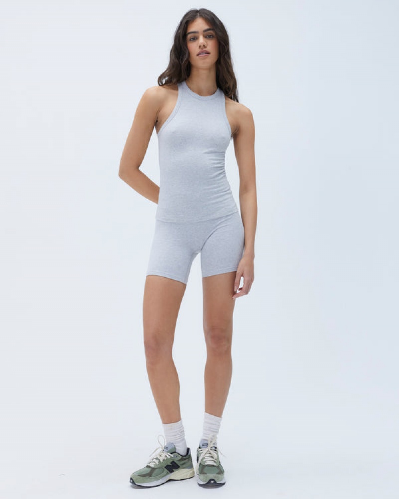 Adanola Baumwoll Crop Shorts Grau | SN-ADA56613