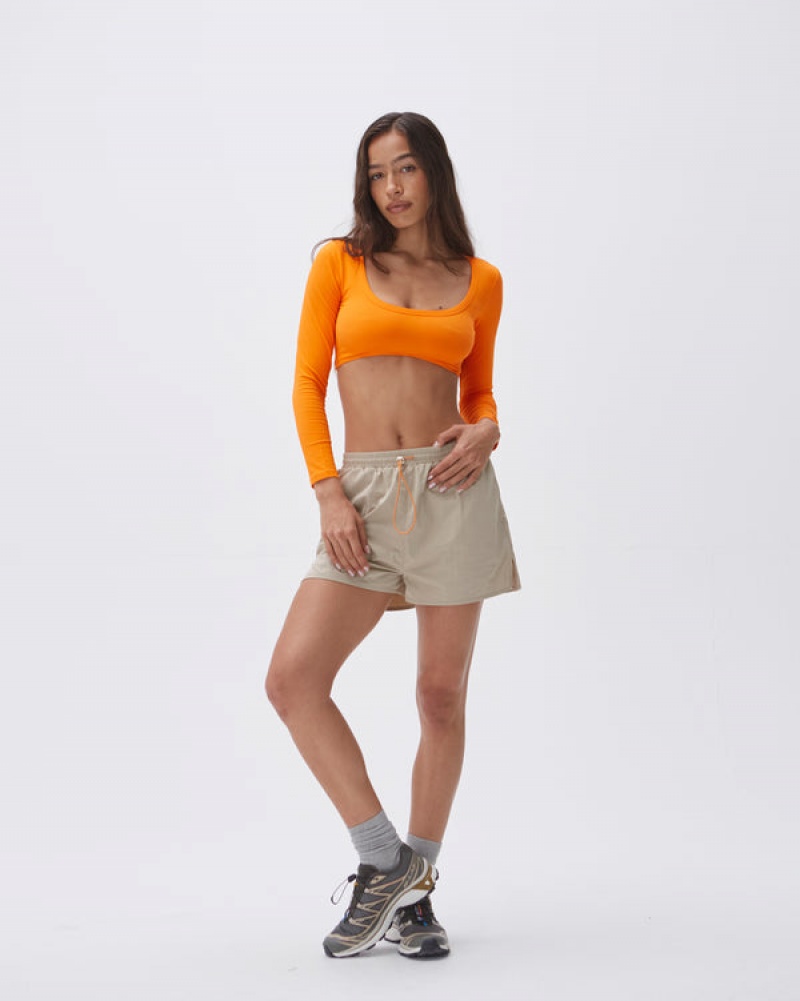 Adanola Baumwoll Scoop Crop Top Orange | SN-ADA56467
