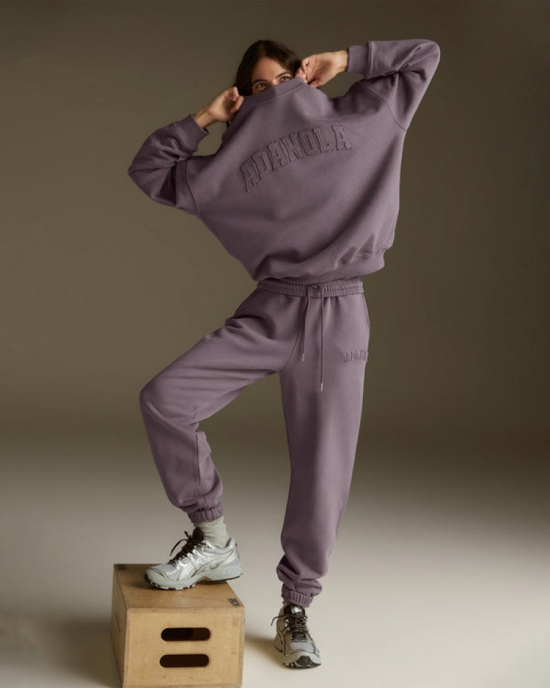 Adanola Distressed Varsity Sweatpants Lila | SN-ADA56530