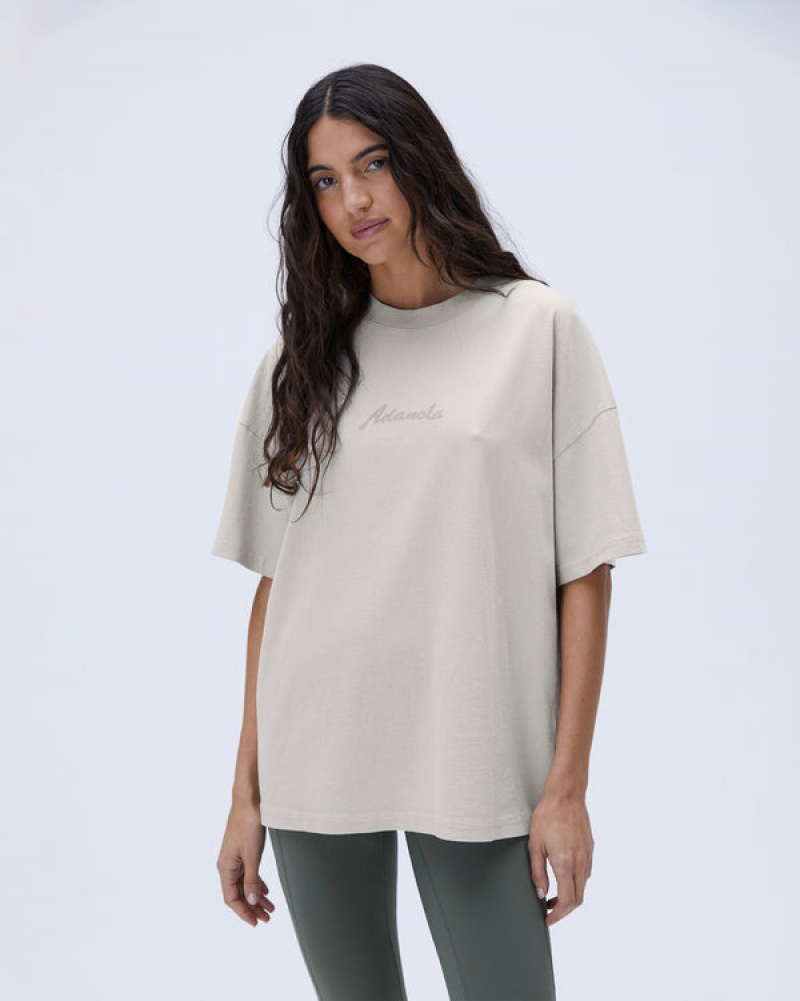 Adanola Freehand Washed Kurzes Sleeve Boxy T-shirt Grau | SN-ADA56506