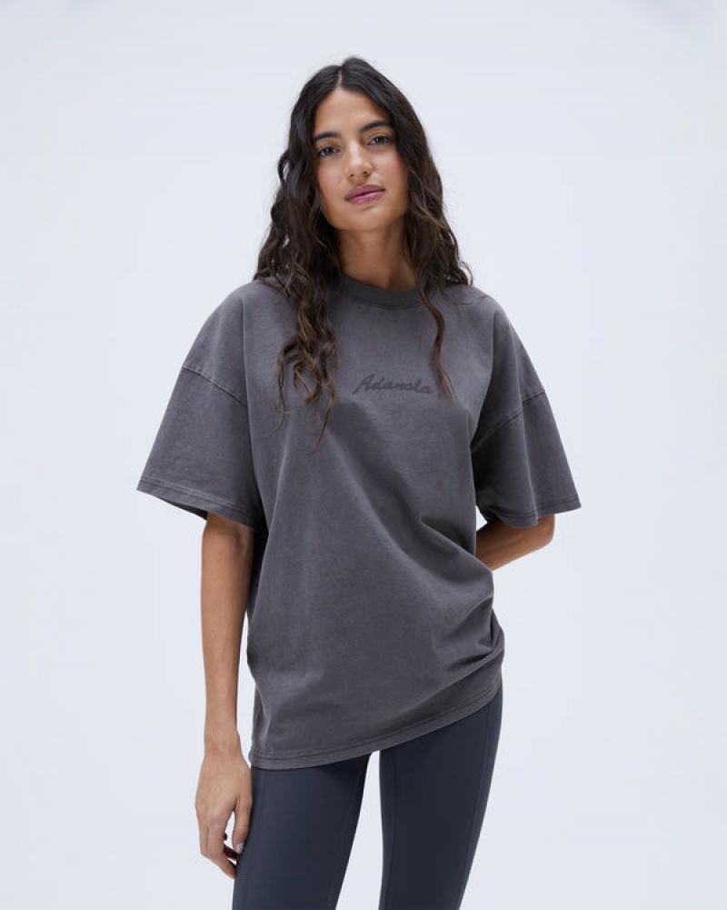 Adanola Freehand Washed Kurzes Sleeve Boxy T-shirt Grau | SN-ADA56507