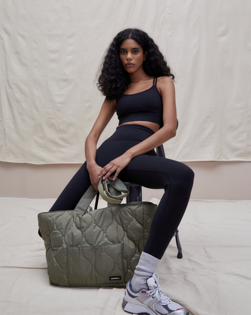 Adanola Gesteppt Nylon Tote Bag Olivgrün Grün | SN-ADA56682