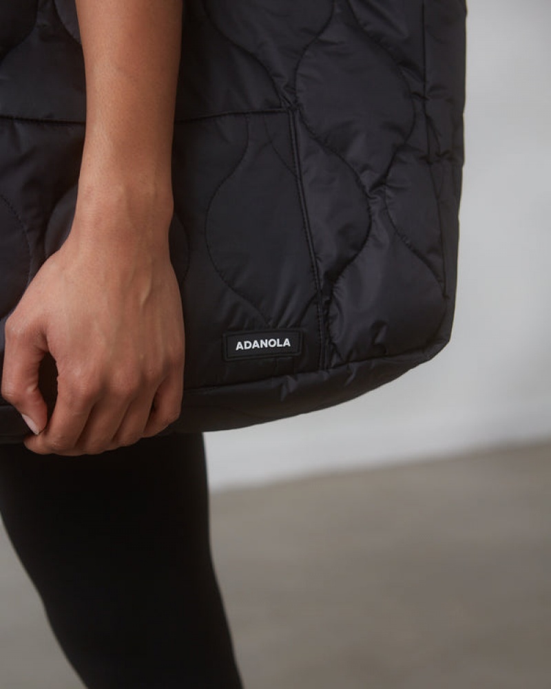 Adanola Gesteppt Nylon Tote Bag Schwarz | SN-ADA56683