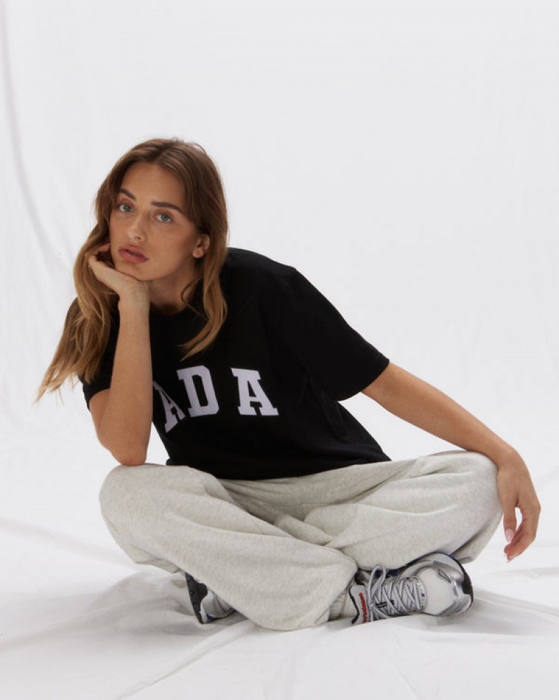 Adanola Kurzes Sleeve Oversized T-shirt Schwarz | SN-ADA56445