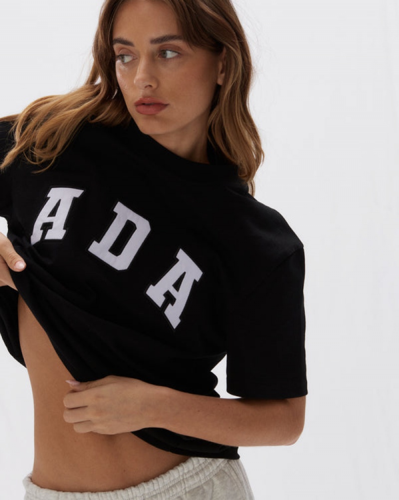 Adanola Kurzes Sleeve Oversized T-shirt Schwarz | SN-ADA56445