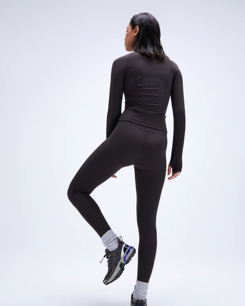 Adanola Long Sleeve Zip Up Top Kaffee | SN-ADA56461