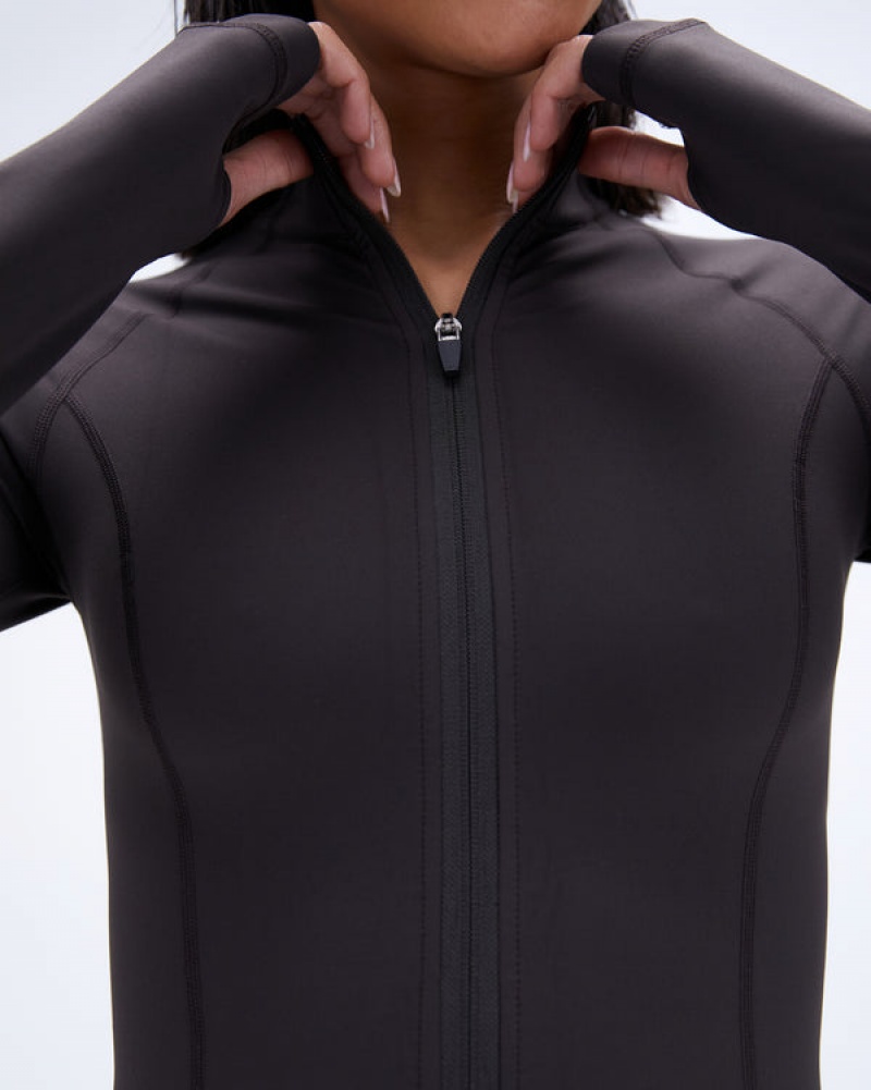 Adanola Long Sleeve Zip Up Top Kaffee | SN-ADA56461