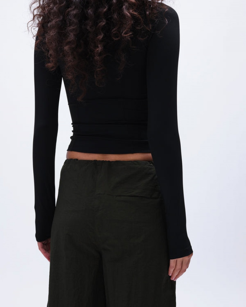 Adanola Long Sleeve Zip Up Top Schwarz | SN-ADA56463