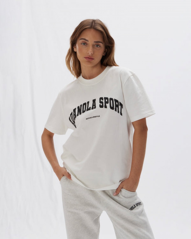 Adanola Nola Sport Kurzes Sleeve Oversized T-shirt Weiß | SN-ADA56495