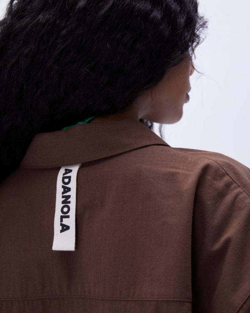 Adanola Oversized Baumwoll Shirt Schokolade Braun | SN-ADA56465