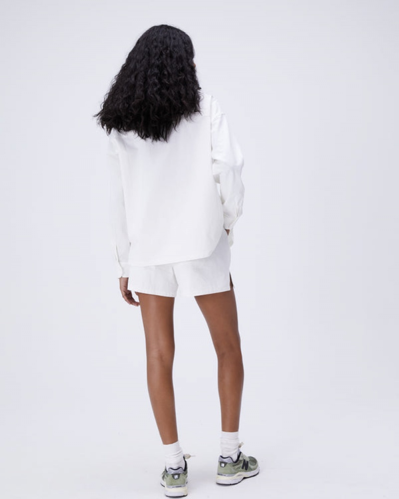 Adanola Oversized Baumwoll Shirt Weiß | SN-ADA56452