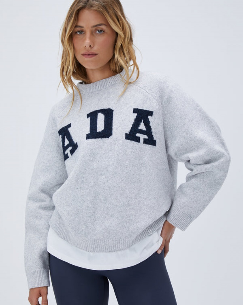 Adanola Oversized Knit Sweatshirt Hellgrau | SN-ADA56510