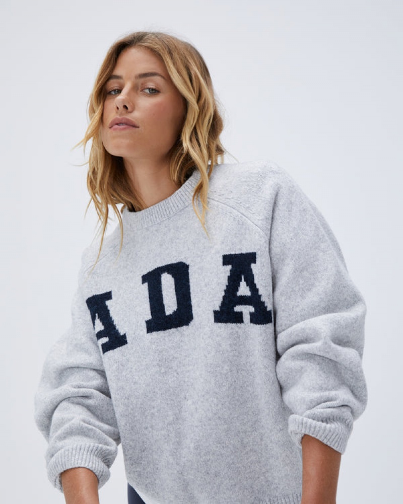 Adanola Oversized Knit Sweatshirt Hellgrau | SN-ADA56510