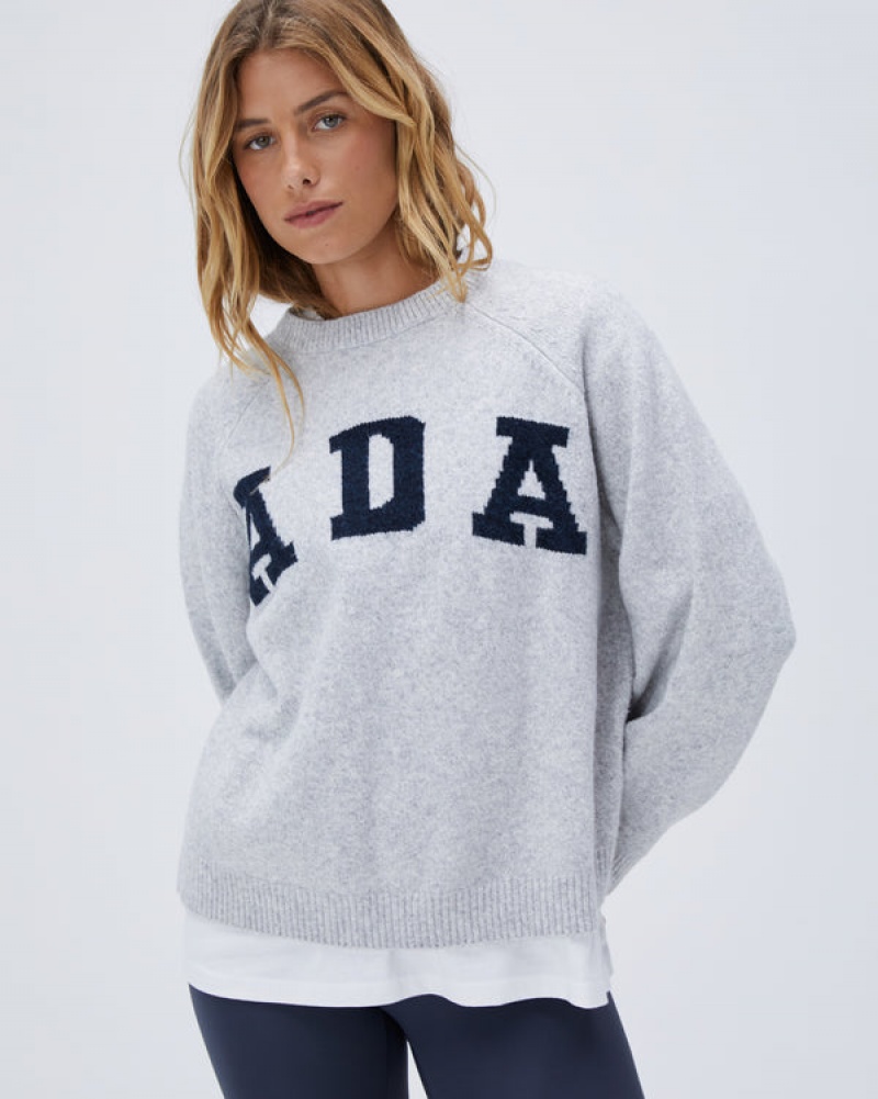 Adanola Oversized Knit Sweatshirt Hellgrau | SN-ADA56510