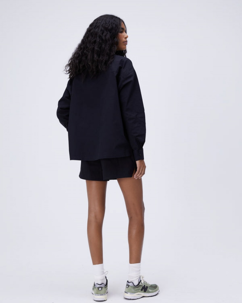 Adanola Oversized Poplin Shirt Schwarz | SN-ADA56455