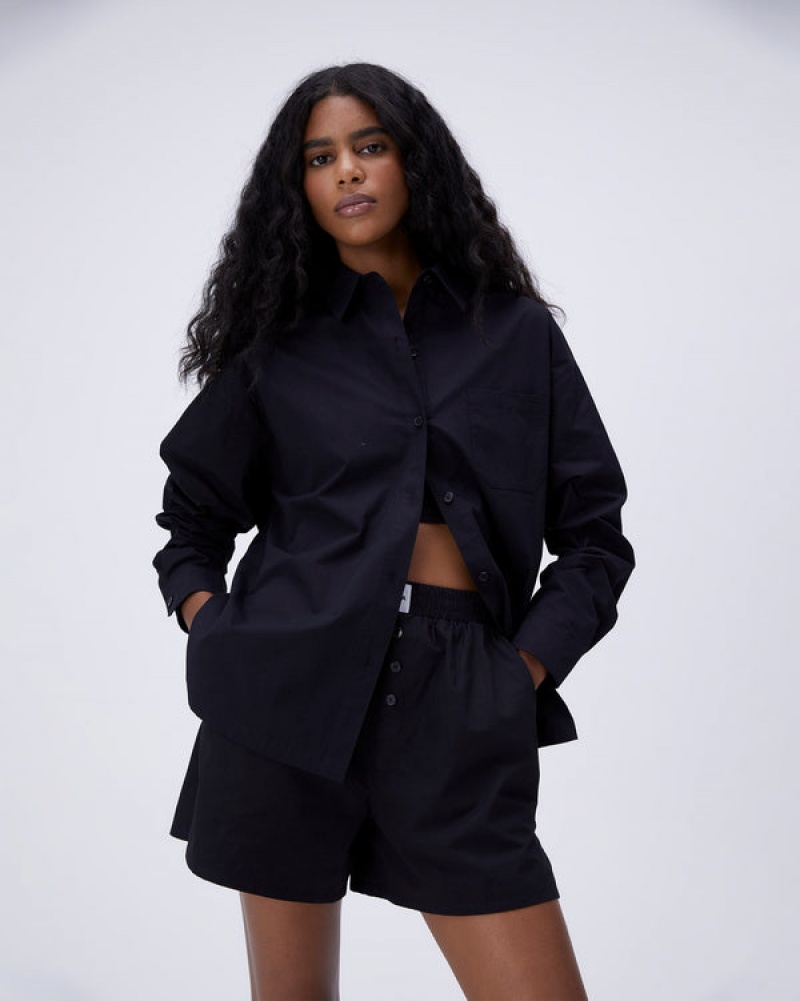 Adanola Oversized Poplin Shirt Schwarz | SN-ADA56455