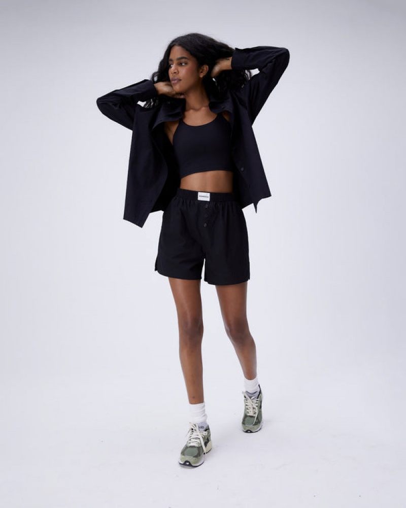 Adanola Poplin Boxer Shorts Schwarz | SN-ADA56599