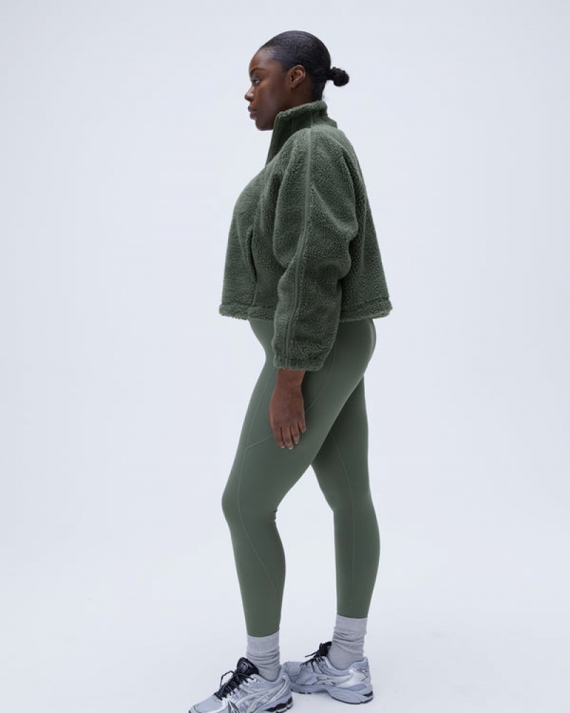 Adanola Quarter Zip Fleece Khaki Grün | SN-ADA56671