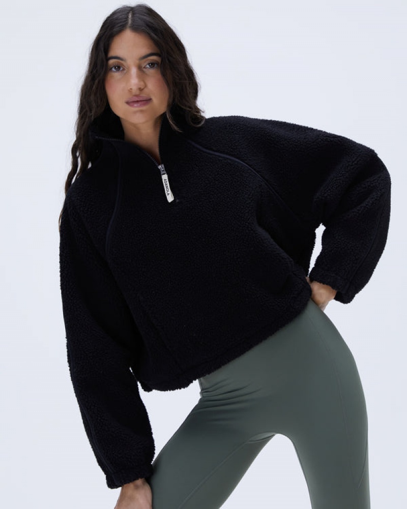 Adanola Quarter Zip Fleece Schwarz | SN-ADA56672