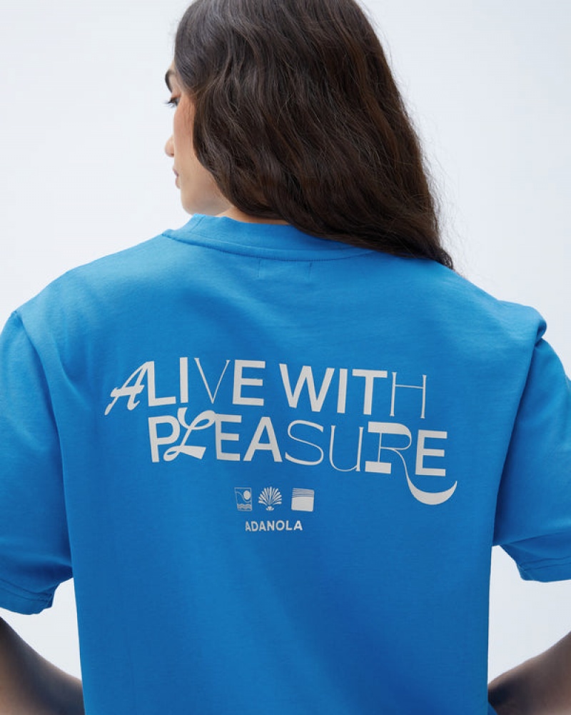 Adanola Resort Sports Kurzes Sleeve Oversized T-shirt Blau | SN-ADA56460