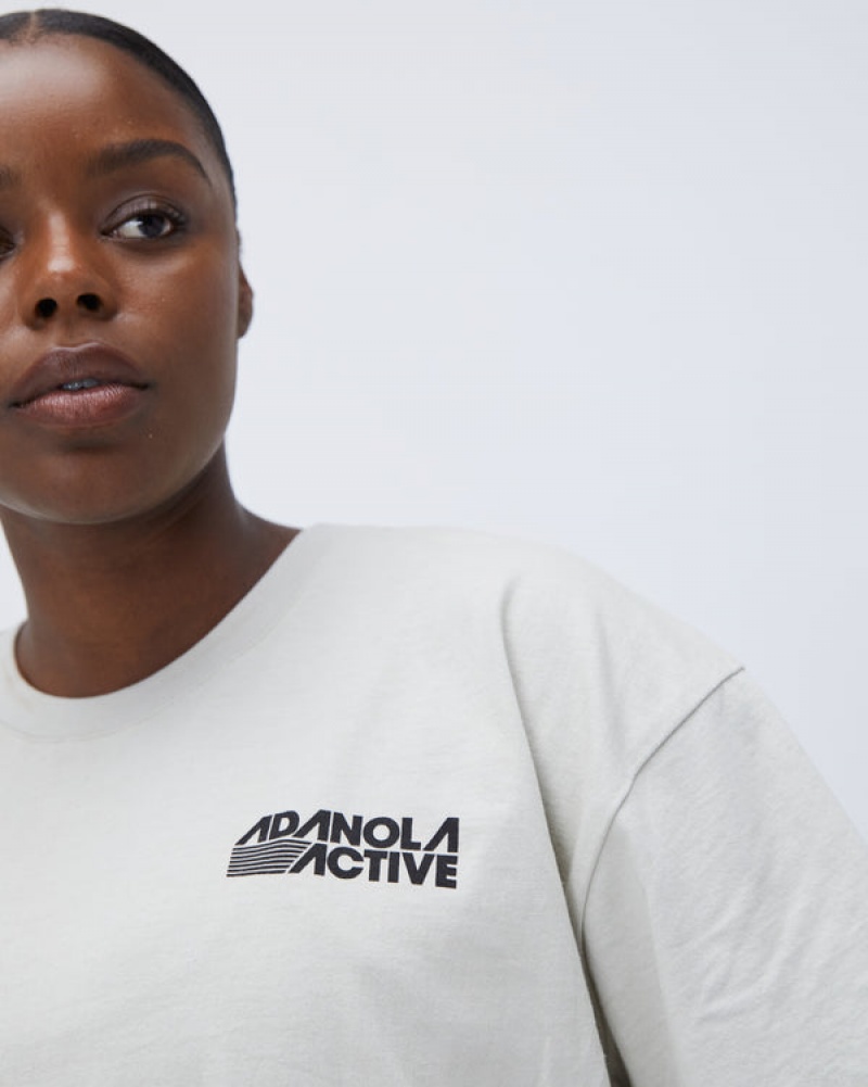 Adanola Retro Sport Kurzes Sleeve Boxy T-shirt Grau | SN-ADA56488