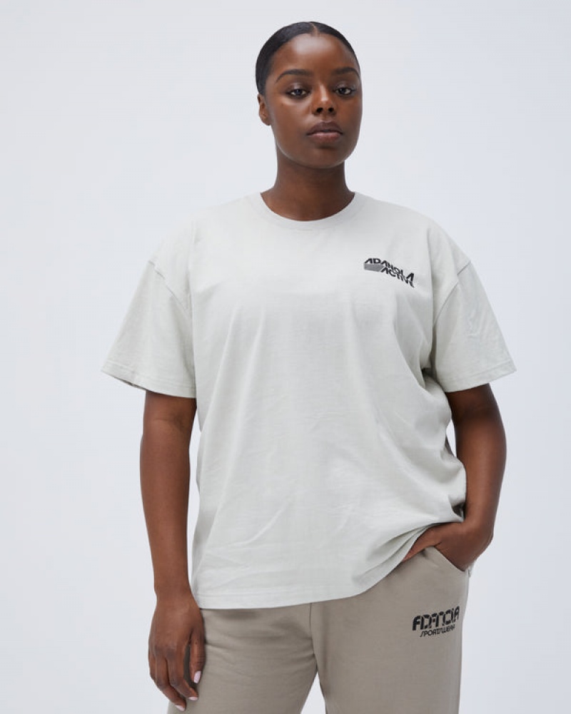 Adanola Retro Sport Kurzes Sleeve Boxy T-shirt Grau | SN-ADA56488