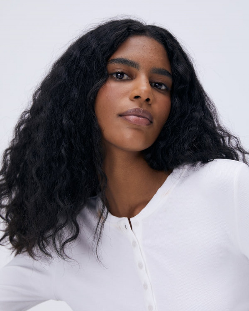 Adanola Rib Button Up Top Weiß | SN-ADA56490