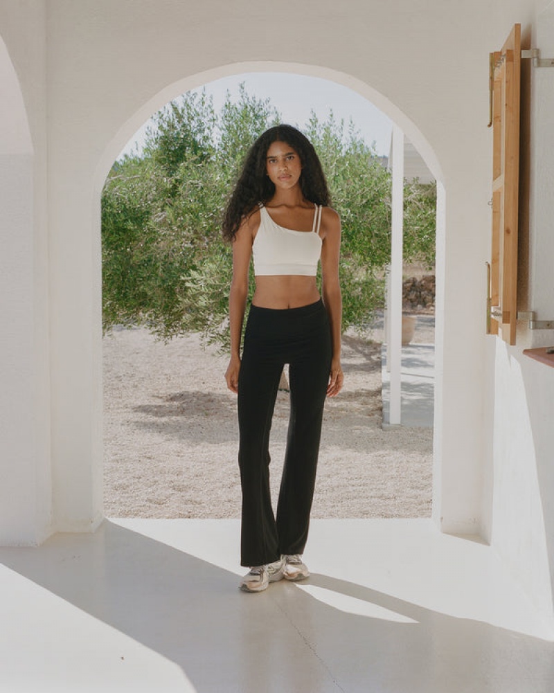 Adanola Rib Fold Over Pants Schwarz | SN-ADA56657