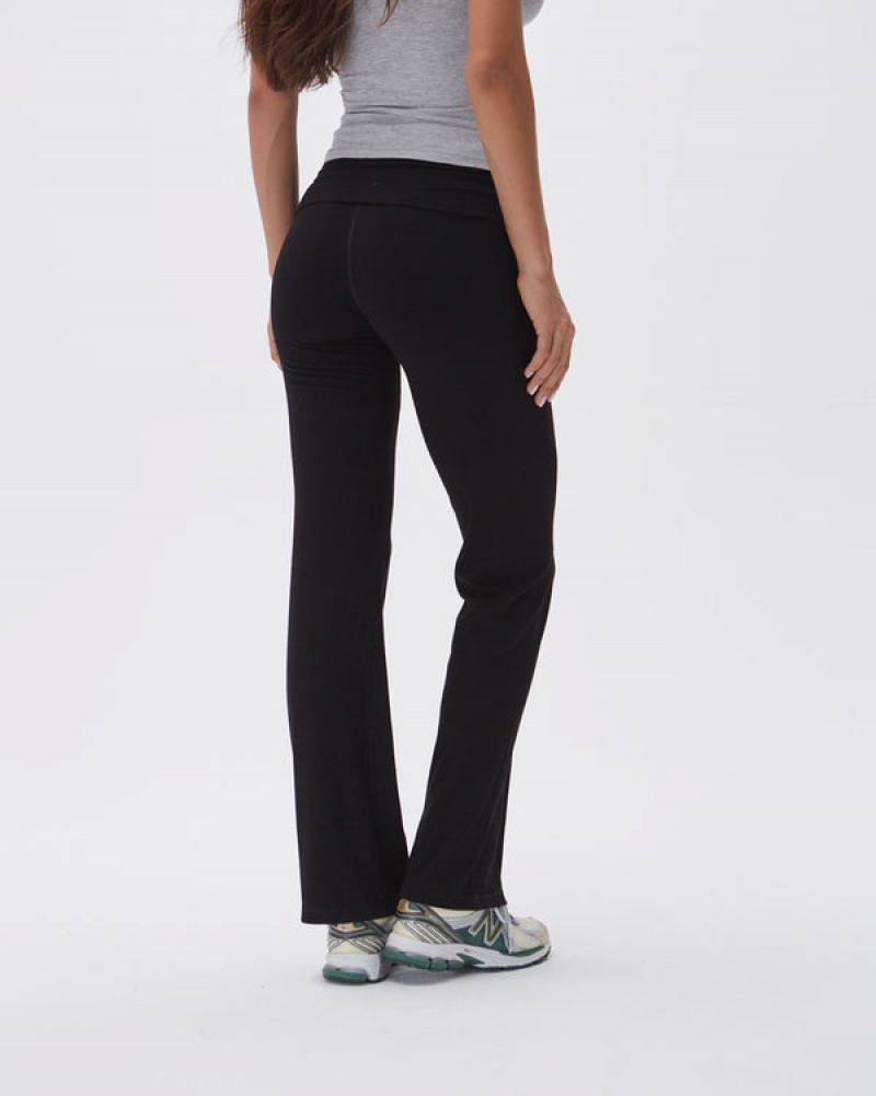 Adanola Rib Fold Over Pants Schwarz | SN-ADA56657