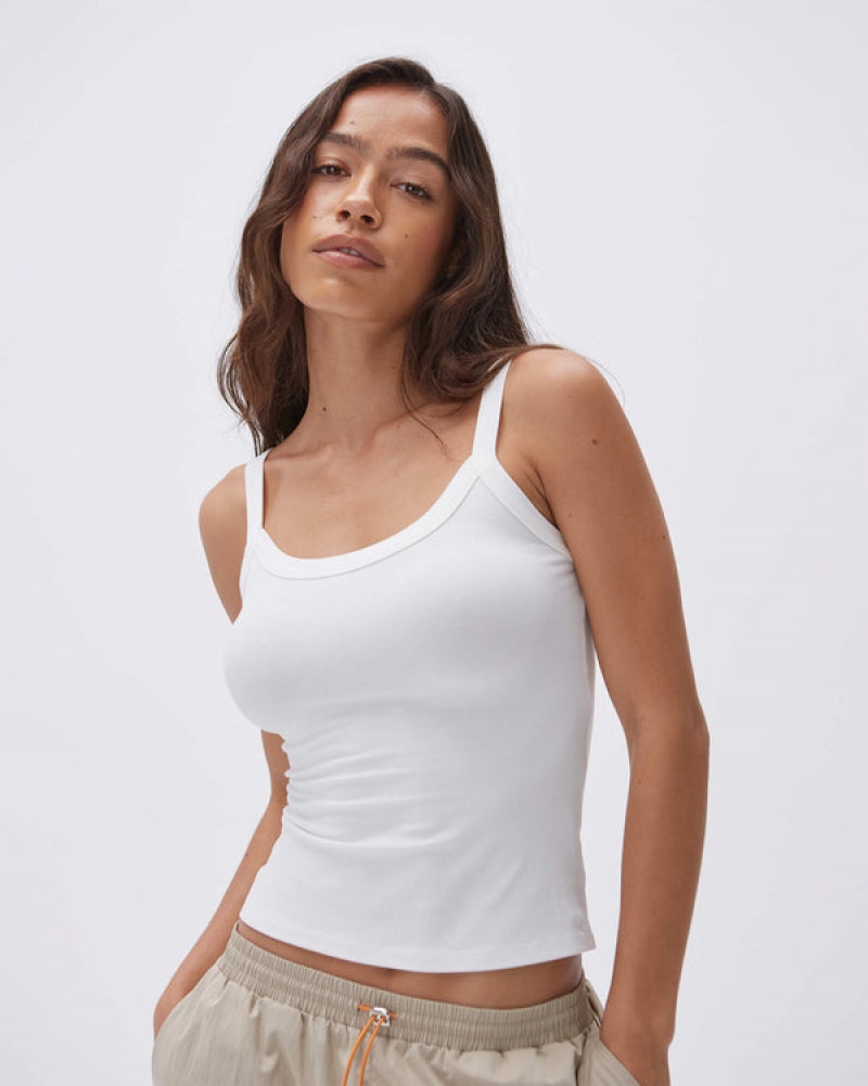 Adanola Rib Riemchen Vest Top Weiß | SN-ADA56448