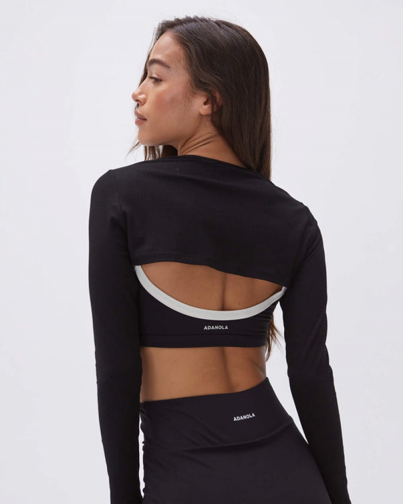 Adanola Rib Ultra Mini Cardigan Schwarz | SN-ADA56470