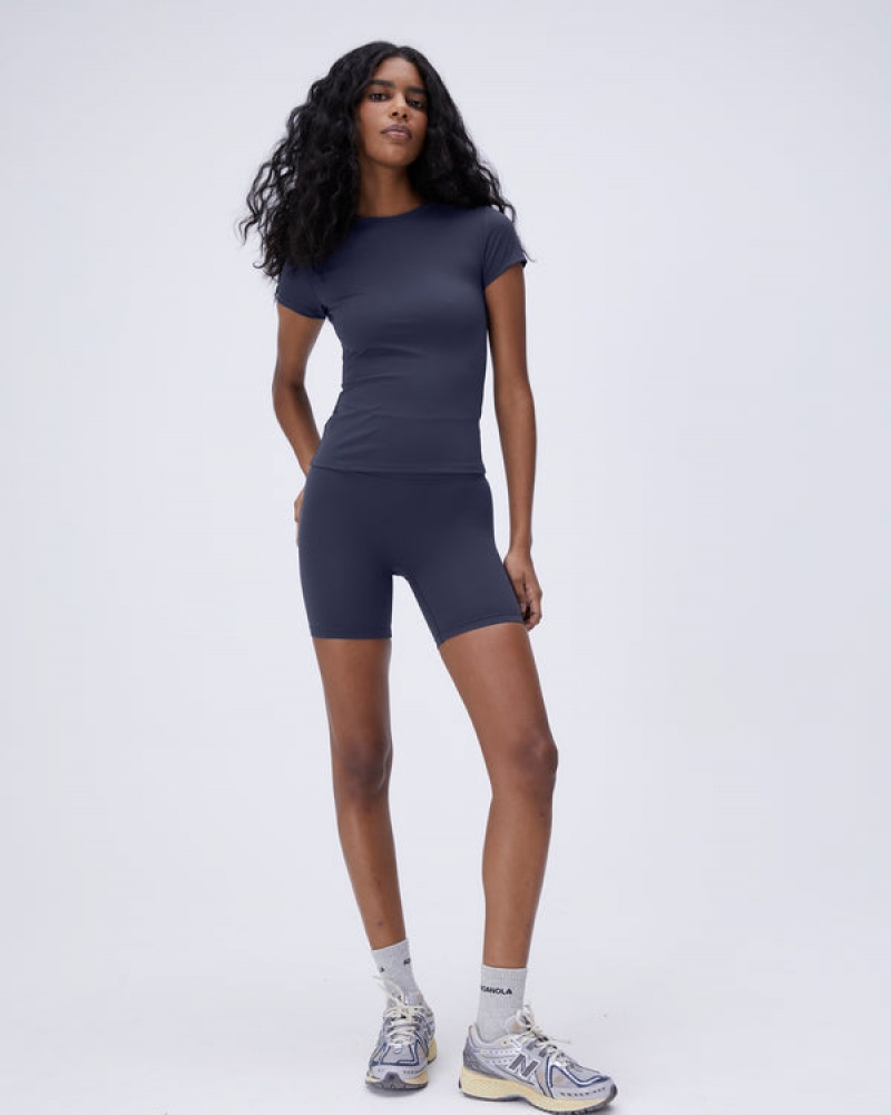 Adanola Ultimate Kurzes Sleeve Longline Top Blau | SN-ADA56478