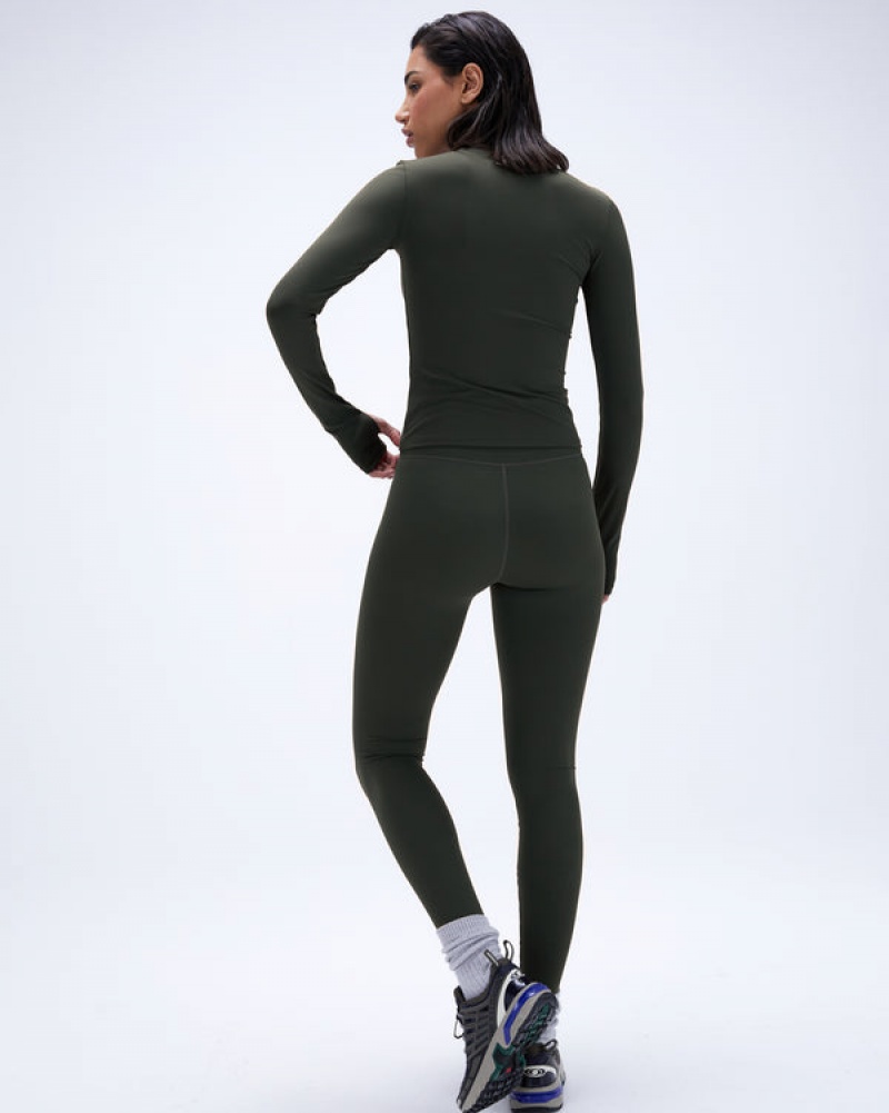 Adanola Ultimate Long Sleeve Longline Top Dunkelolivgrün | SN-ADA56449