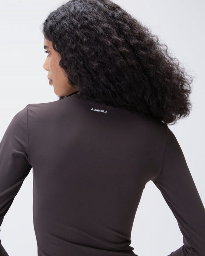 Adanola Ultimate Long Sleeve Longline Top Kaffee | SN-ADA56482