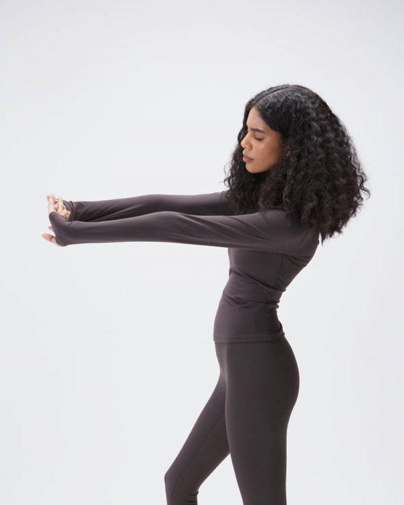 Adanola Ultimate Long Sleeve Longline Top Kaffee | SN-ADA56482