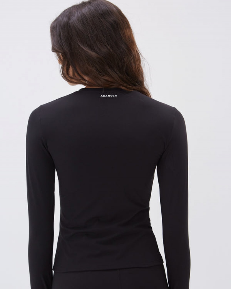 Adanola Ultimate Long Sleeve Longline Top Schwarz | SN-ADA56484