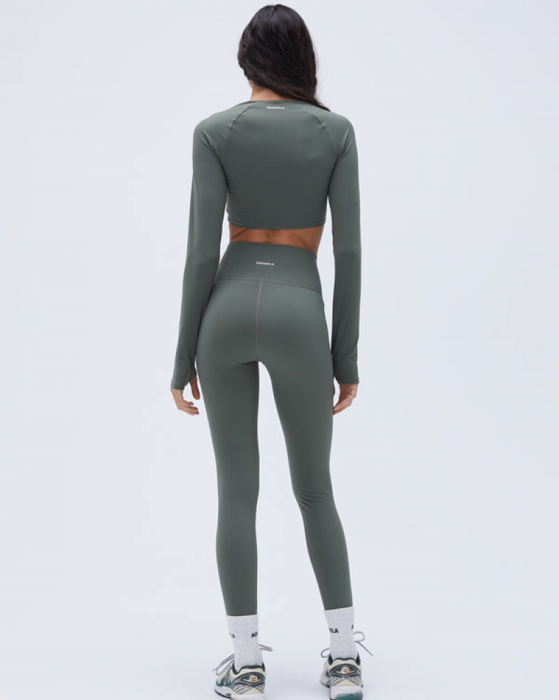 Adanola Ultimate Long Sleeve Wrap Top Khaki Grün | SN-ADA56487