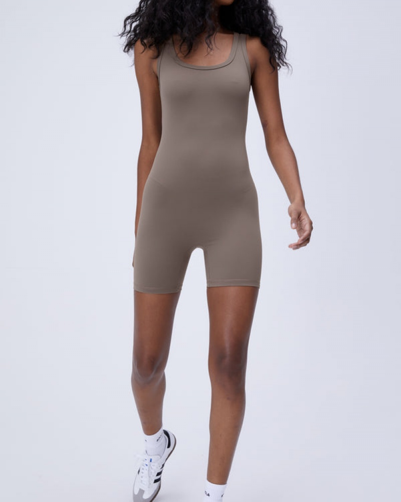 Adanola Ultimate Scoop Neck Ärmellose Romper Braun | SN-ADA56642