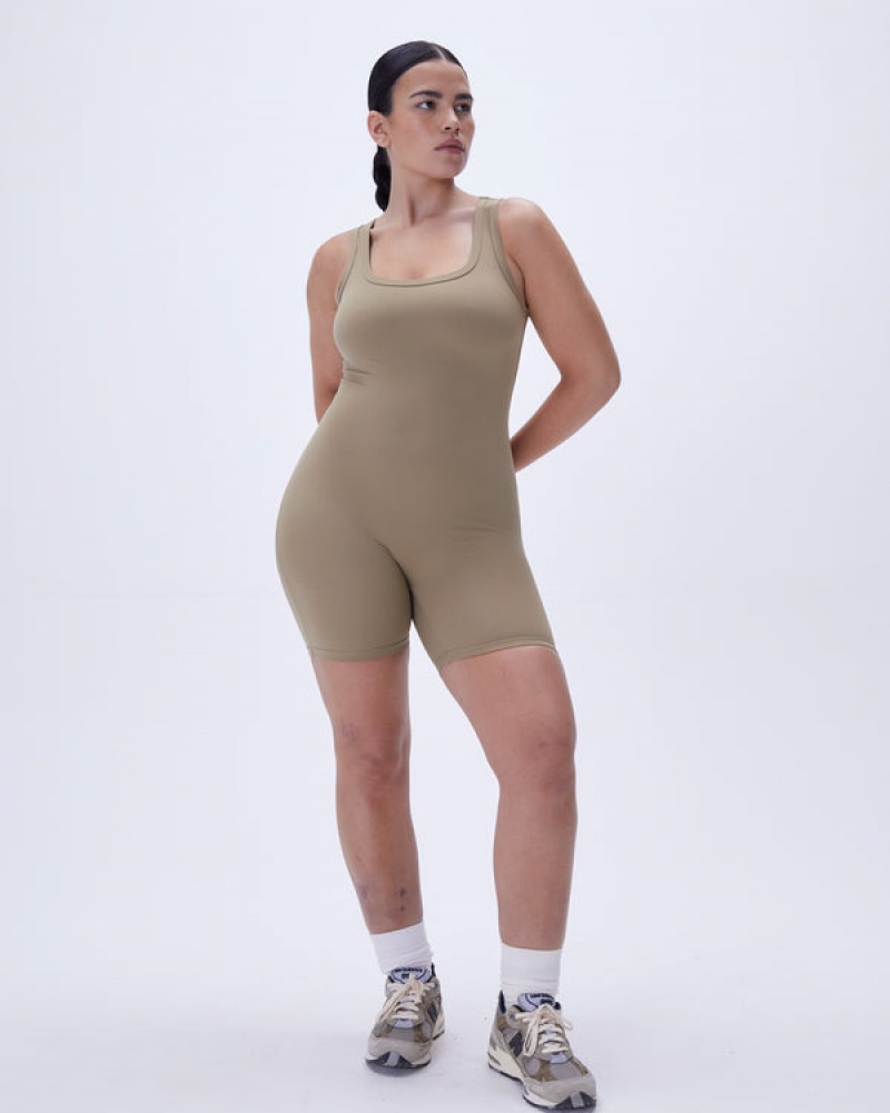 Adanola Ultimate Scoop Neck Ärmellose Romper Tiefesbraun | SN-ADA56643