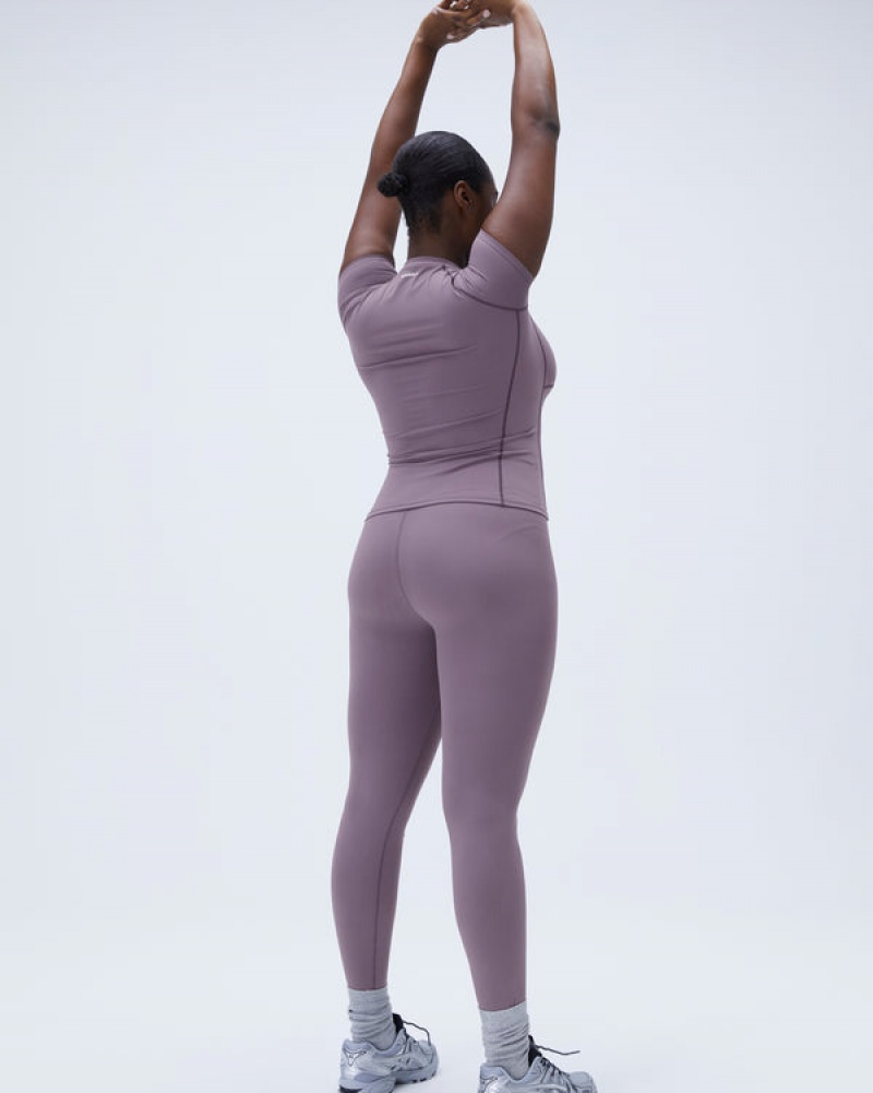 Adanola Ultimate Seam Detail Kurzes Sleeve Top Lila | SN-ADA56502